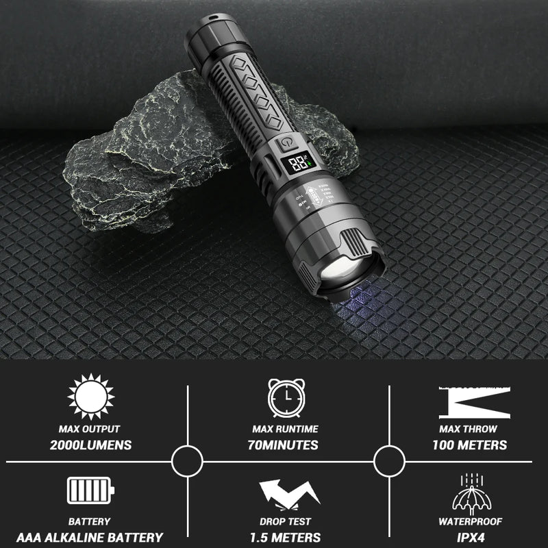 High Power P900 Led Flashlight Rechargeable Zoom Tactical Torch Usb Hand Lantern For Camping, Outdoor & Emergency Use